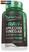 Load image into Gallery viewer, High Strength Raw Apple Cider Vinegar Capsules with Mother 1500mg Detox Support
