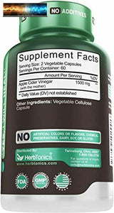 High Strength Raw Apple Cider Vinegar Capsules with Mother 1500mg Detox Support