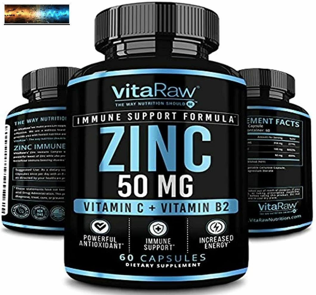 Zinco Integratori 50mg con Vitamina C per Supporto Immunitario Immune Boost