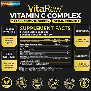Vitamin C Ergänzung [2 Pack] 1600mg Mit Zink 50mg Höchste Absorbierung Vitamin