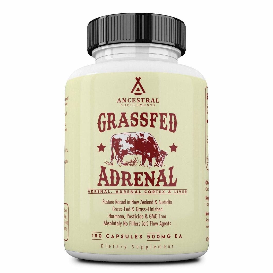 Ancestral Supplements Grass Fed Adrenal Cortex With Liver 500 mg 180 Cap
