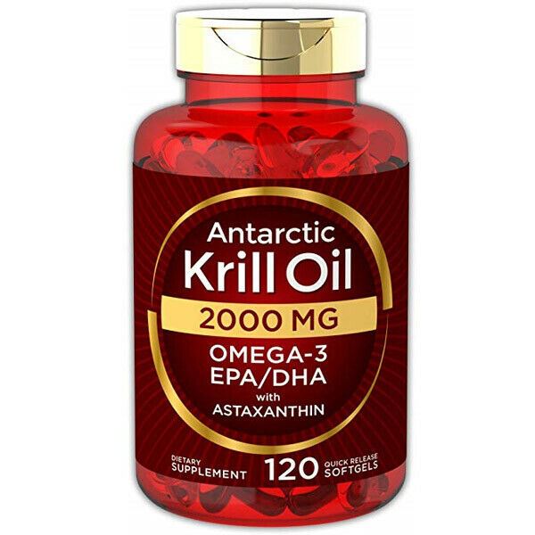 Antarctic Krill Oil 2000 mg 120 Softgels Omega-3 EPA DHA Astaxanthin Supplements
