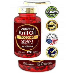 Antarctic Krill Oil 2000 mg 120 Softgels Omega-3 EPA DHA Astaxanthin Supplements