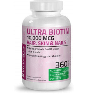 Bronson Ultra Biotin 10,000 Mcg for Healthy Hair Skin Nails Non-GMO 360 Veg Caps