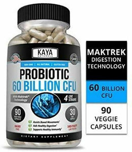 Kaya Naturals Probiotic 60 Billion CFU Guaranteed Potency Until Expiration 90 Co