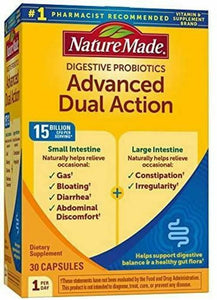 Nature Made Advanced Dual Action Probiotics 15 Billion CFU Per Serving 30 Capsul