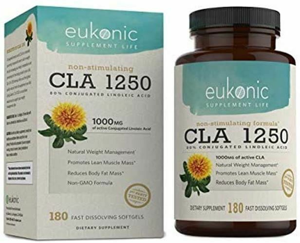 Eukonic CLA 1250 mg 180 Softgels Natural Diet Pills for Increased Weight Loss an