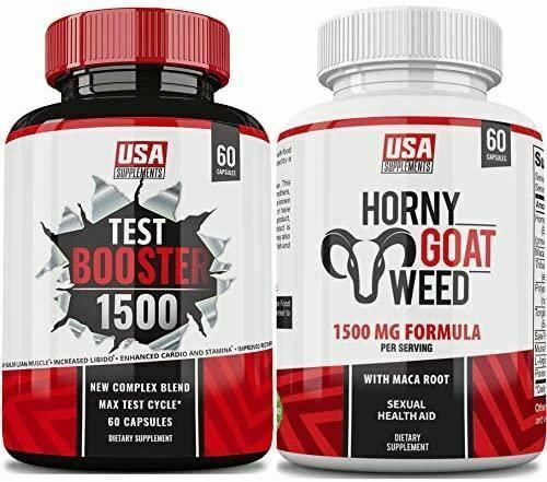 Test Booster 1500  Horny Goat Weed Pill (One Bottle of Each) by USA Supplements