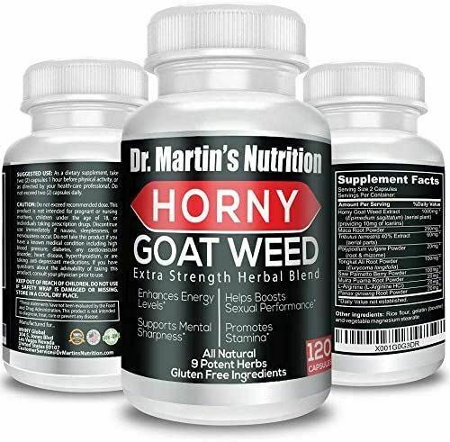 Super Strength 1000mg Horny Goat Weed 120 Capsules with Maca Arginine  Ginseng -