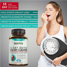 Load image into Gallery viewer, NutriRise Colon Cleanser Detox for Weight Loss 15 Day Fast-Acting 30 Softgels
