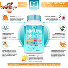 Load image into Gallery viewer, 7 in 1 Immune Support Booster Supplement with Elderberry, Vitamin C and Zinc 50m
