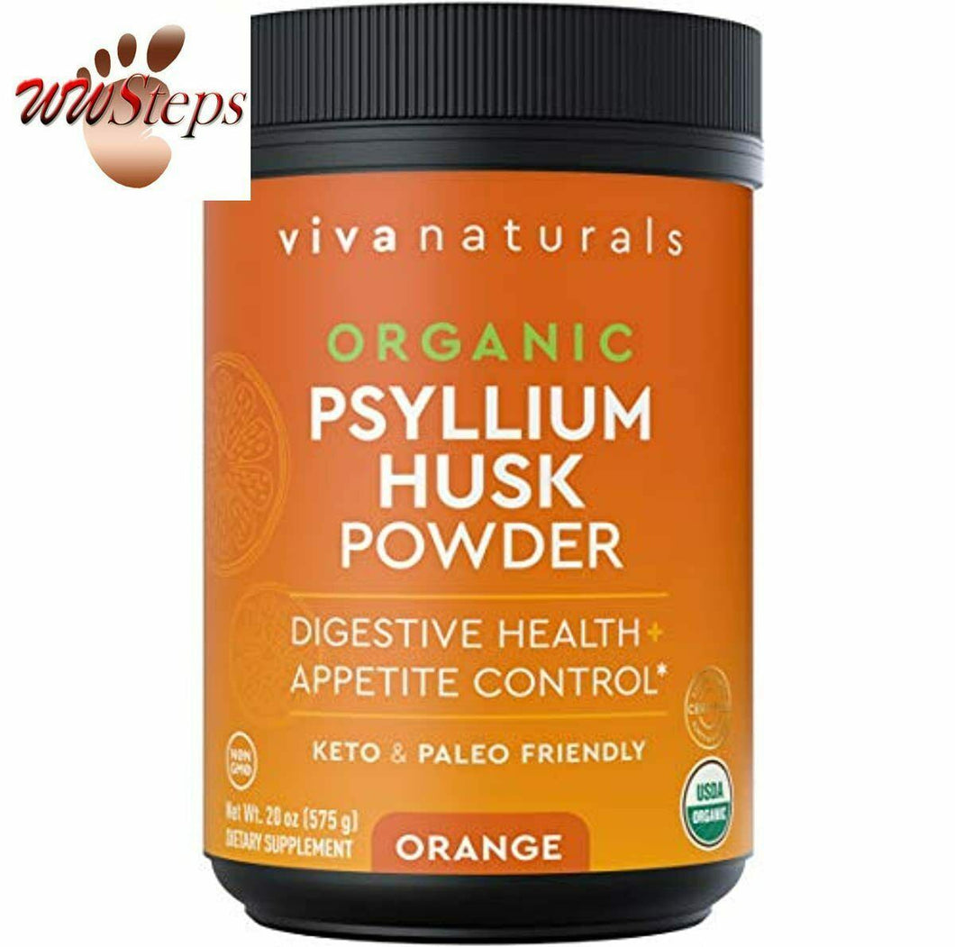 Organic Psyllium Husk Powder (Orange) - Finely Ground Psyllium Fiber Powder for
