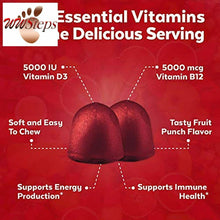 Load image into Gallery viewer, Vitamin B12 5000mcg and Vitamin D3 5000 IU Gummies, 60 Count | Delicious Fruit P
