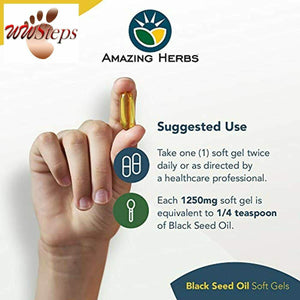 Amazing Herbs Premium Black Seed Oil Soft-Gels, 60 Count (Pack of 1)