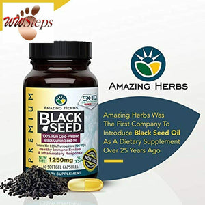 Amazing Herbs Premium Black Seed Oil Soft-Gels, 60 Count (Pack of 1)