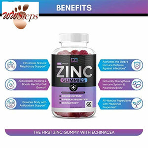 (120 Gummies) Zinc 50mg Supplements Chewable Gummies with Vitamin D3 Echinacea V