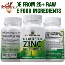 Carica l&#39;immagine nel visualizzatore di Gallery, Raw Whole Food Zinc with Copper + 25 Organic Vegetables and Fruit Blend for Max
