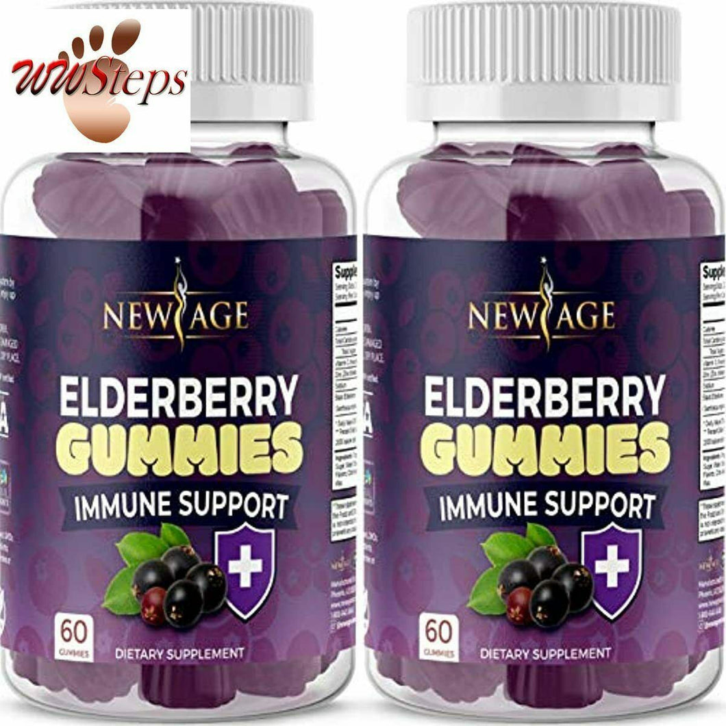 Premium Elderberry Gummies -2 Pack -by New Age for Adults Kids with Vitamin C, Z