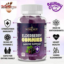 Cargar imagen en el visor de la galería, Premium Elderberry Gummies -2 Pack -by New Age for Adults Kids with Vitamin C, Z
