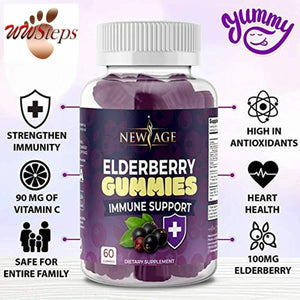 Premium Elderberry Gummies -2 Pack -by New Age for Adults Kids with Vitamin C, Z