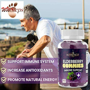 Premium Elderberry Gummies -2 Pack -by New Age for Adults Kids with Vitamin C, Z