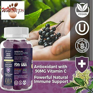 Premium Elderberry Gummies -2 Pack -by New Age for Adults Kids with Vitamin C, Z