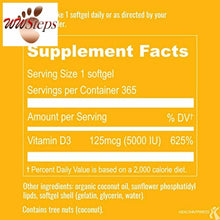 Load image into Gallery viewer, Liposomal Vitamin D3 5000 IU Softgels - 365 ct (1 Year Supply) - High Potency VI
