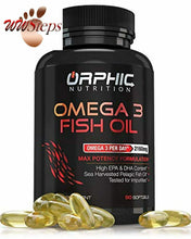 Load image into Gallery viewer, Omega 3 Fish Oil Supplements Max Potency Burpless Lemon Flavored Capsules 3600mg
