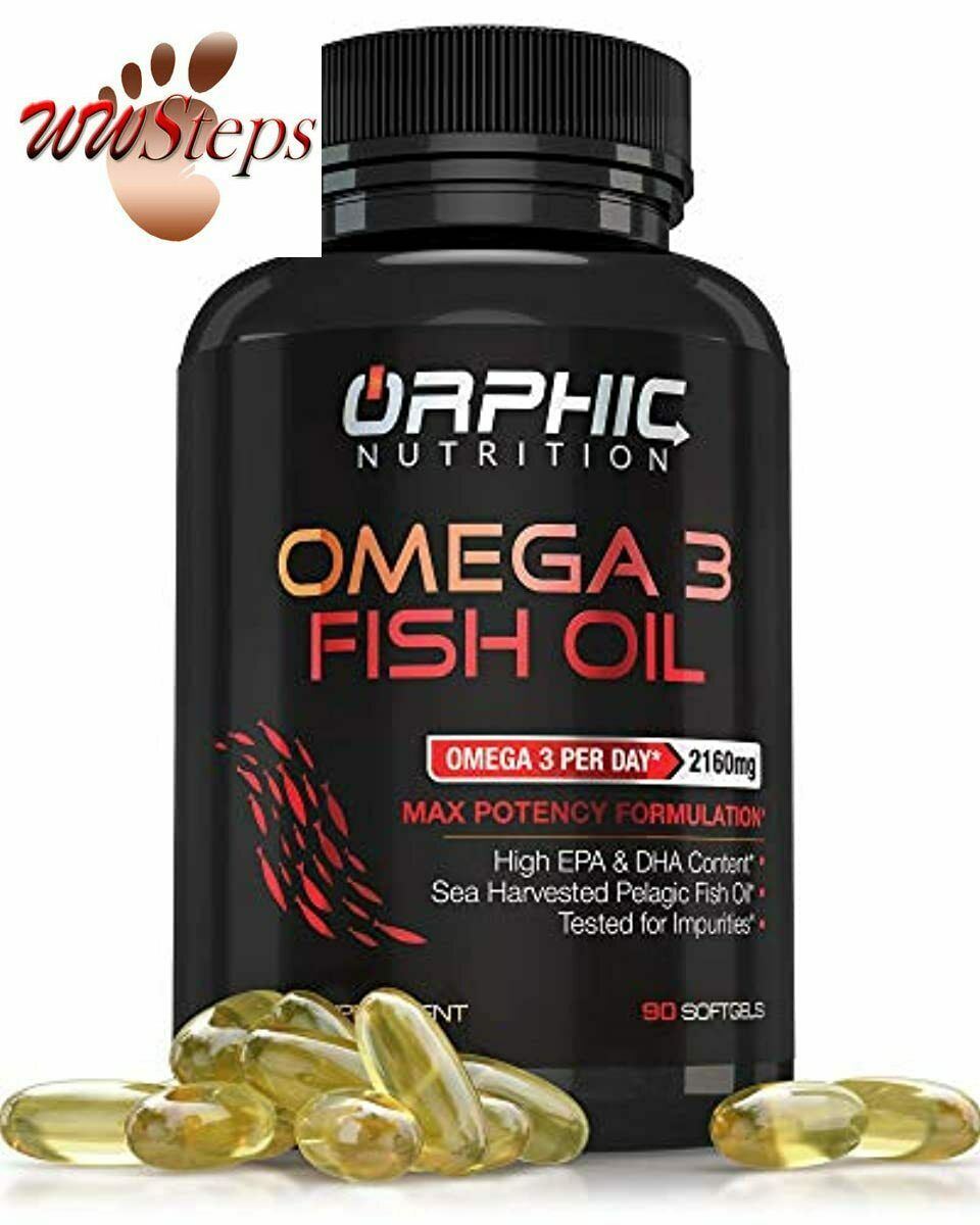 Omega 3 Fish Oil Supplements Max Potency Burpless Lemon Flavored Capsules 3600mg