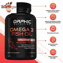 Load image into Gallery viewer, Omega 3 Fish Oil Supplements Max Potency Burpless Lemon Flavored Capsules 3600mg
