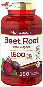 Beet Root Powder Capsules 1500mg | 250 Pills | Herbal Extract | Gluten Free, Non