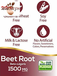 Beet Root Powder Capsules 1500mg | 250 Pills | Herbal Extract | Gluten Free, Non