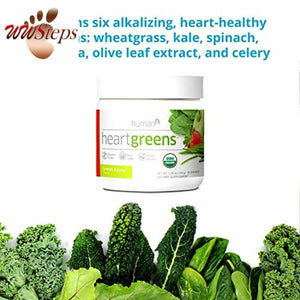 HumanN HeartGreens | Superfood Organic Powder with Wheatgrass, Kale, Spinach, an