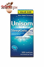 將圖片載入圖庫檢視器 Unisom SleepGels, Nighttime Sleep-aid, Diphenhydramine HCI, 100 SoftGels
