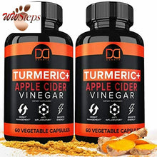 Load image into Gallery viewer, (1650mg) Turmeric with Apple Cider Vinegar Capsules Pills, Tumeric Curcumin Supp
