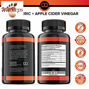 (1650mg) Turmeric with Apple Cider Vinegar Capsules Pills, Tumeric Curcumin Supp