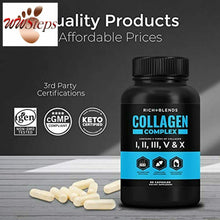 Load image into Gallery viewer, RichBlends Multi Collagen Peptides (Types I, II, III, V, X) - Collagen Pills - A
