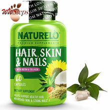 Load image into Gallery viewer, NATURELO Hair, Skin and Nails Vitamins - 5000 mcg Biotin, Natural Collagen, Orga
