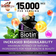 將圖片載入圖庫檢視器 Biotin, Keratin &amp; Collagen Pills - Marine Collagen &amp; Biotin Vitamins for Hair, S
