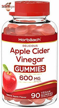 Load image into Gallery viewer, Vegan Apple Cider Vinegar Gummies 600mg | 90 Count | Natural Apple Flavor | Non-
