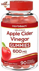 Vegan Apple Cider Vinegar Gummies 600mg | 90 Count | Natural Apple Flavor | Non-