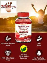 Load image into Gallery viewer, Vegan Apple Cider Vinegar Gummies 600mg | 90 Count | Natural Apple Flavor | Non-

