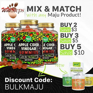 MAJU Apple Cider Vinegar Gummies with Mother, 2X Stronger (1000 mg), Unfiltered