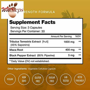 Tribulus Terrestris 2000mg Supplement | Extra Strength Saponins + Enhanced Absor