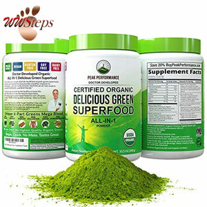 Peak Performance Organic Greens Superfood Powder. Best Tasting Organic Green Jui