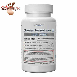 Pure Chromium Polynicotinate Supplement - Made In USA - 200mcg + Vitamin B3 for