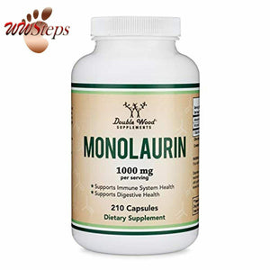 Monolaurin 1,000mg per Serving, 210 Capsules (Vegan Safe, Non-GMO, Gluten Free,