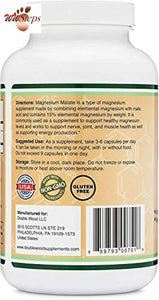 Magnesium Malate Capsules (420 Count) - 1,500mg Per Serving (Magnesium bonded to