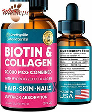 Carica l&#39;immagine nel visualizzatore di Gallery, Liquid Biotin for Hair Growth 20000mcg - Biotin &amp; Collagen Liquid Drops Support
