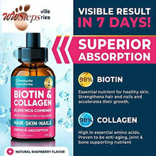 Carica l&#39;immagine nel visualizzatore di Gallery, Liquid Biotin for Hair Growth 20000mcg - Biotin &amp; Collagen Liquid Drops Support
